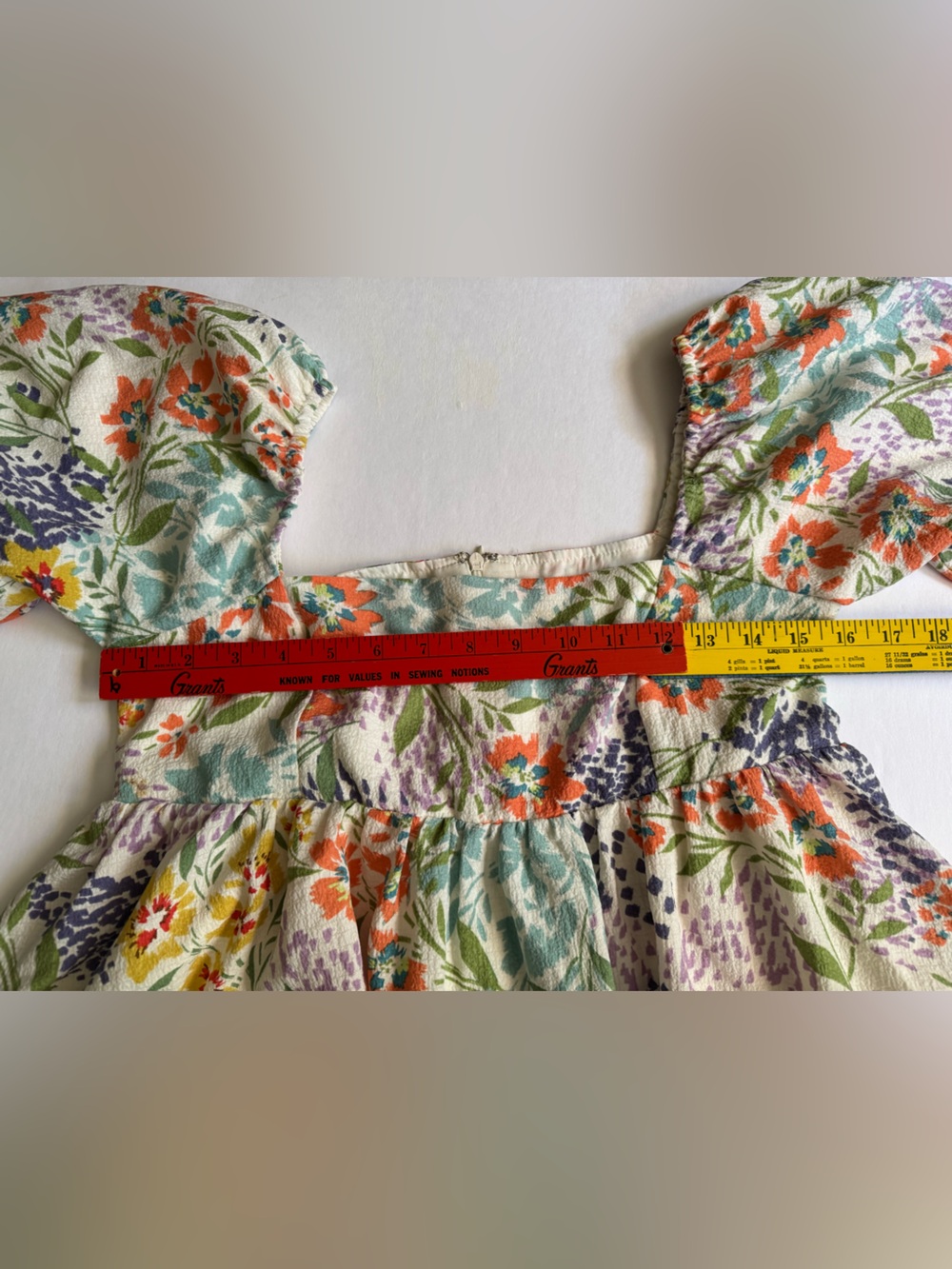 Sweet Lemon Spring Summer Floral Square Neck Babydoll Dress Midi Puff Sleeve S - Picture 10 of 10
